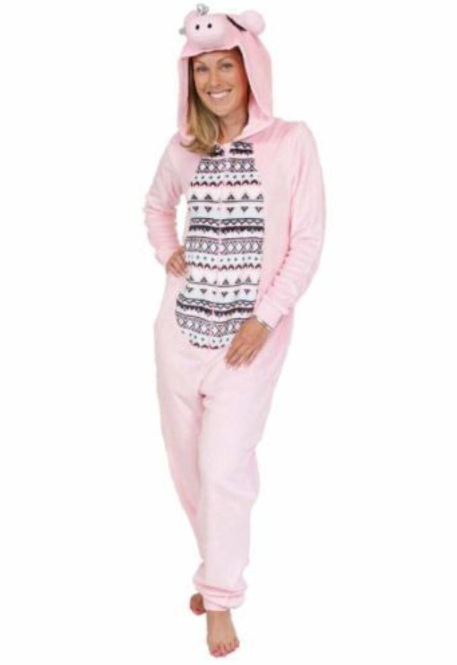 Flying Pig Pink One Piece Pajama Suit Lounge Halloween Costume Women's M